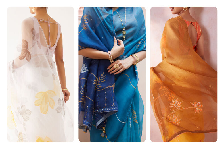The Beauty of Hand-Painted Organza Sarees: A Symphony of Art and Elegance